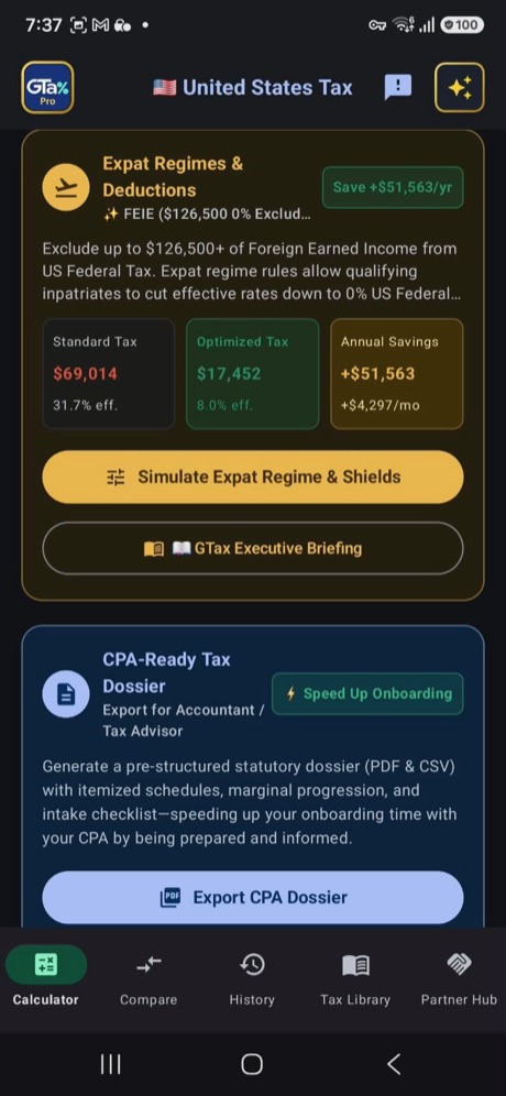 Expat regime simulator and CPA dossier export